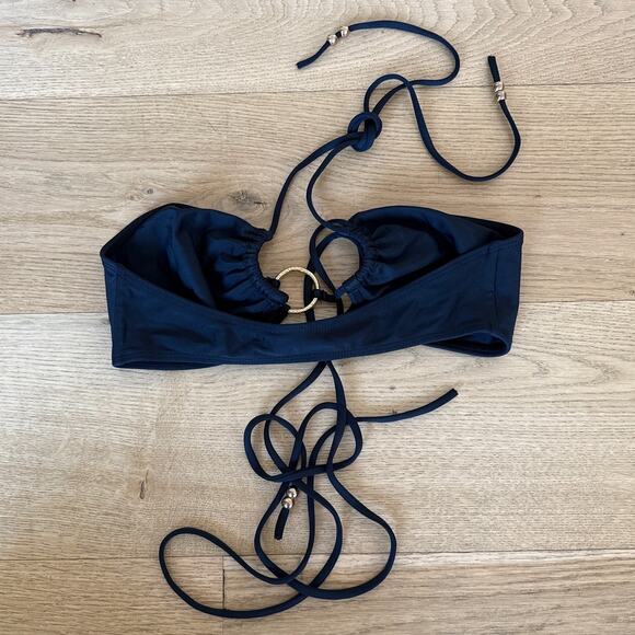 Dundas x Revolve - Joelle O Ring Wrap Tie Bikini Top in Black - Picture 4 of 5